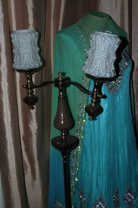 Светильник торшер старинный бронза с керамикой