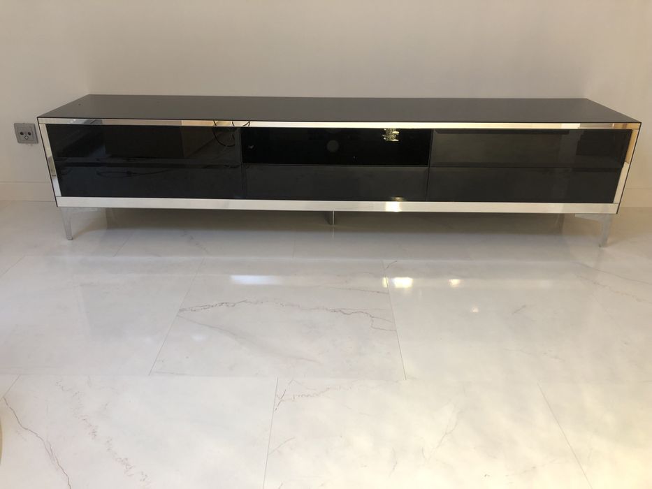 Szafka RTV czarna, srebrne dodatki, z lustra glamour!!!