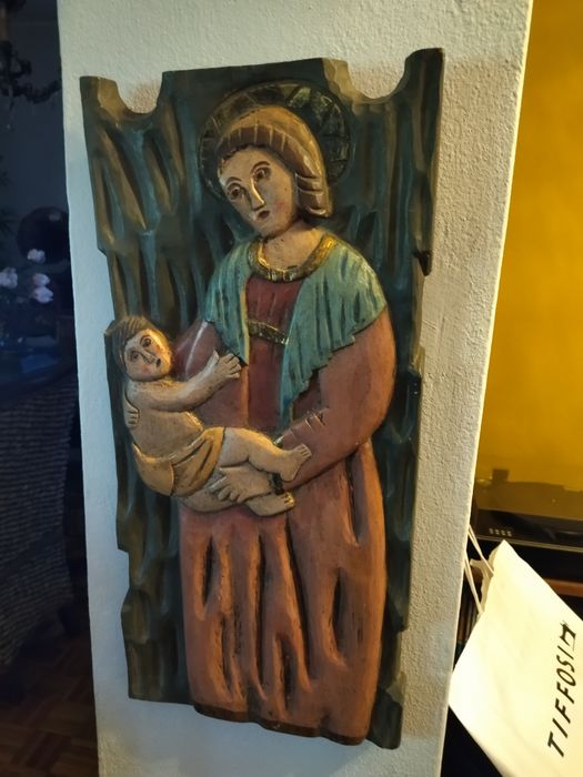 Quadro religioso, talha em madeira