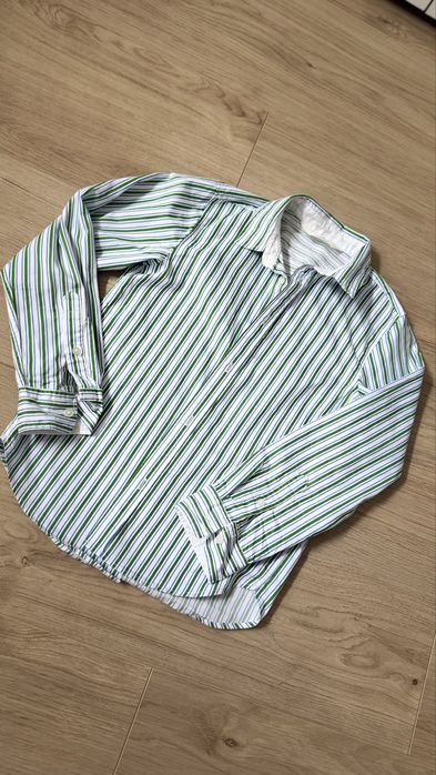 biała koszula chłopięca w paski z długim rękawem H&M 128