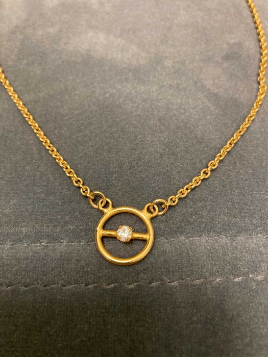 Nowy złoty łańcuszek z kółkiem vintage cyrkonia
