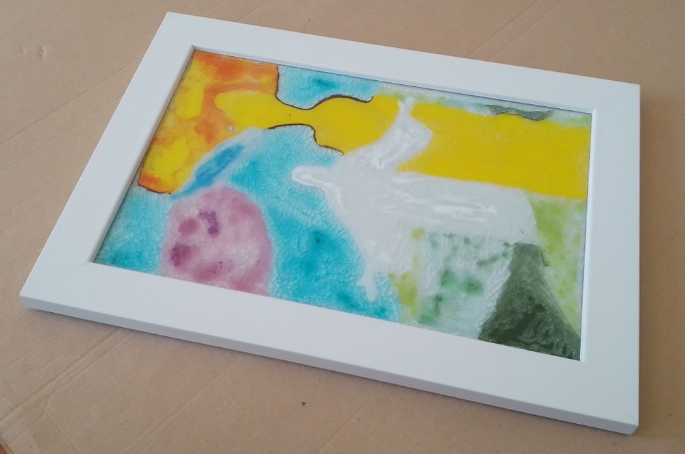 Quadro antigo com pintura em vidro