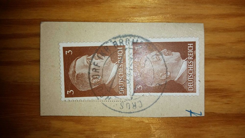 2 niemieckie ZNACZKI POCZTOWE z 1943 r.