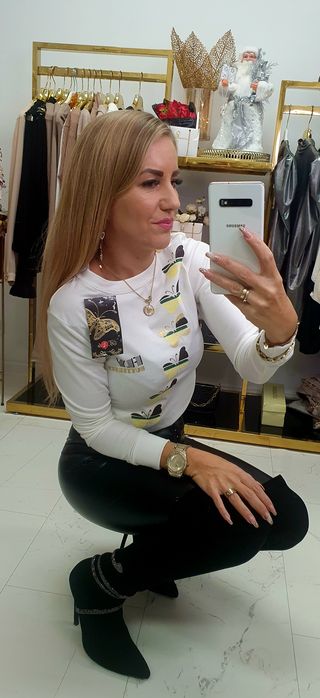 Bluza motyle biała. OBK0067