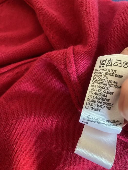 Różowy sweter typu bolerko krótki kardigan z kaszmirem wełniany