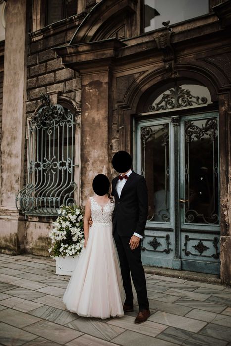 Suknia ślubna 2024r. 34/36 ivory + długi welon