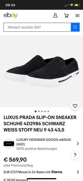 Бомбезные мужские черные слипоны PRADA оригинал