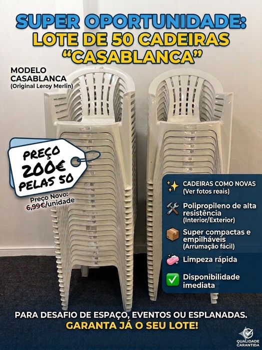 Oportunidade: Lote de 50 Cadeiras de Jardim "Casablanca" – Como Novas!