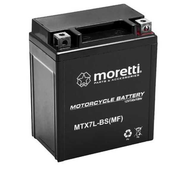 Akumulator motocyklowy AGM Żel Moretti 7Ah Mtx7L-BS YTX7L-BS Ftx 7L-BS