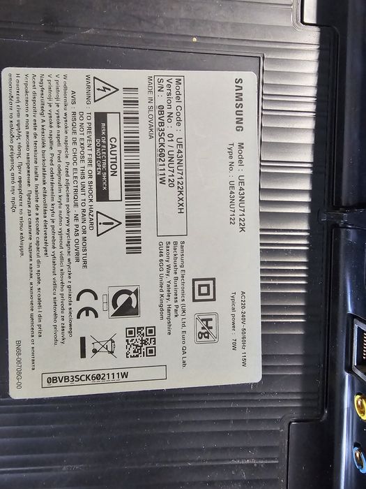 Telewizor Samsung 43" UE43NU7122K uszkodzony