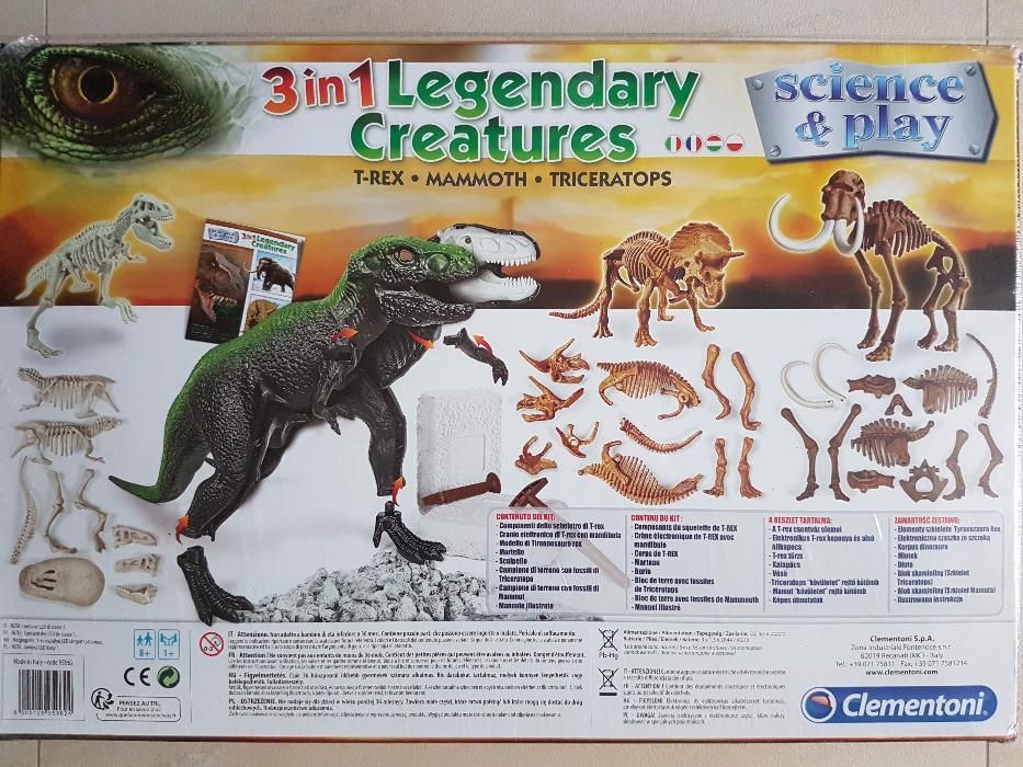 3W1 Legendary Creatures T-REX ,MAMUT ,TRICERATOPS Clementoni 95962