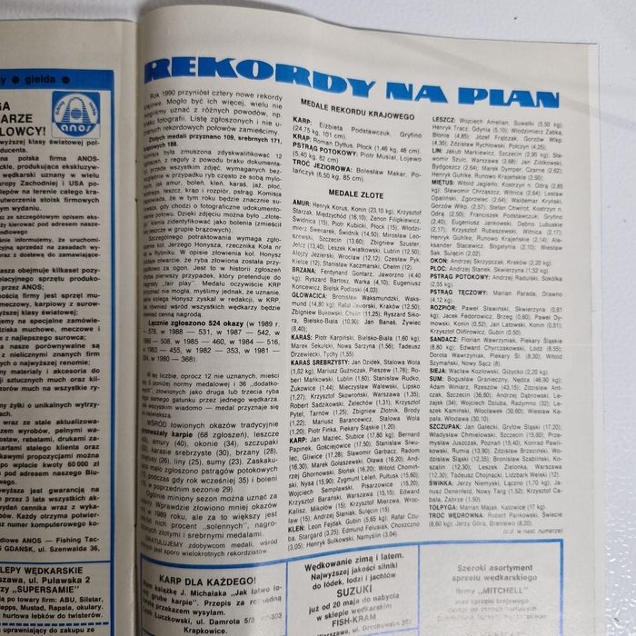 Wiadomości Wędkarskie 5/1991 | REKORDY POLSKI 1990 | Olsztyn 91