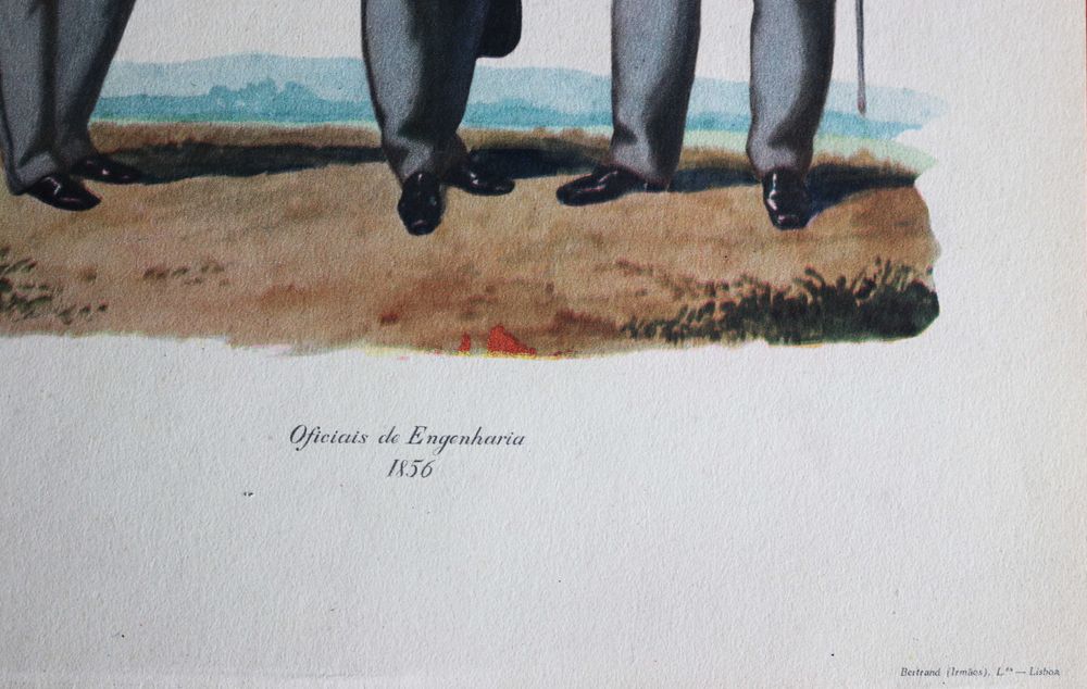 Oficiais de Engenharia 1856 oficiais militares em uniformes, espadas