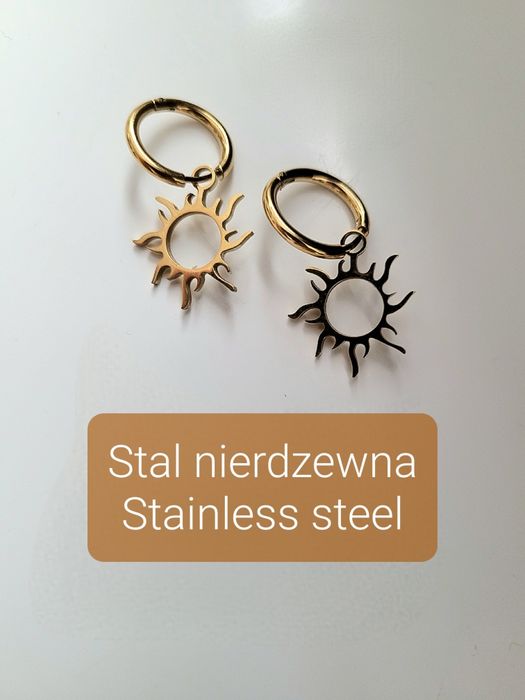 Kolczyki słońce stal nierdzewna chirurgiczna boho słowiańskie