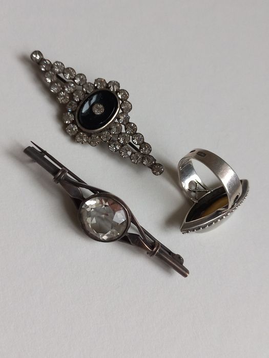 Кольца и брошь серебро 875проба звезда