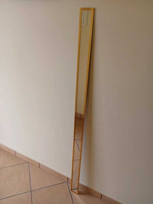 Espelho Comprido Antigo Mirror 145x7cm Moldura Dourada Vintage