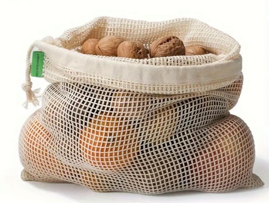2 шт. органічні бавовняні сітчасті мішечки для продуктів