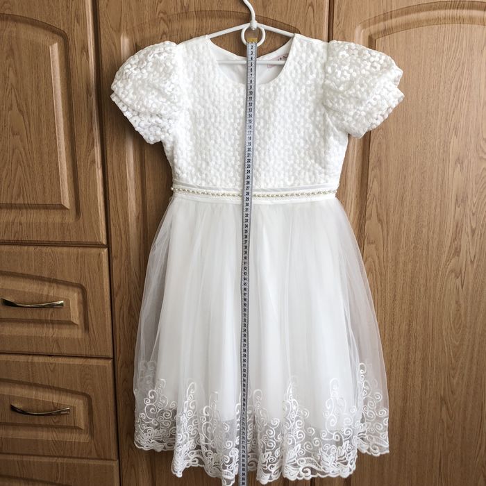 Підліткова Біла сукня плаття, 9-11 років, святкова, з рукавом ліхтарик