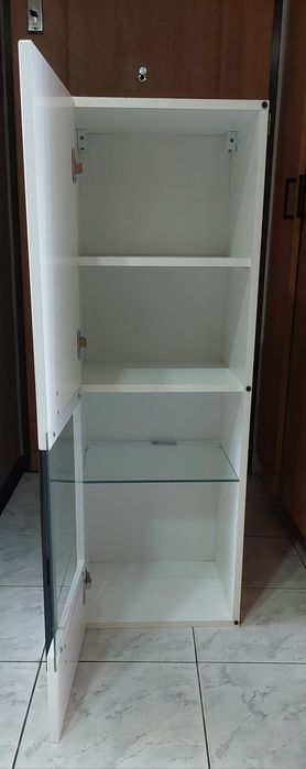 Szafki wiszące biały połysk szkło 2 sztuki