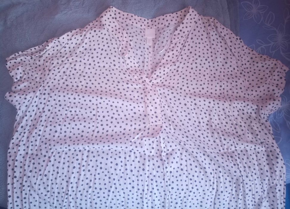 Sukienka damska cienka biała w czarne kropki H&M r.XL