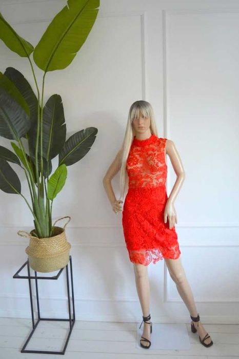 Sukienka koronka S 36 czerwona nowa