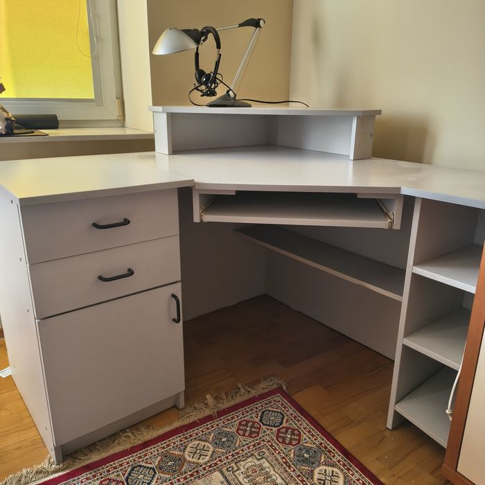 Biurko szare narożne 120x120