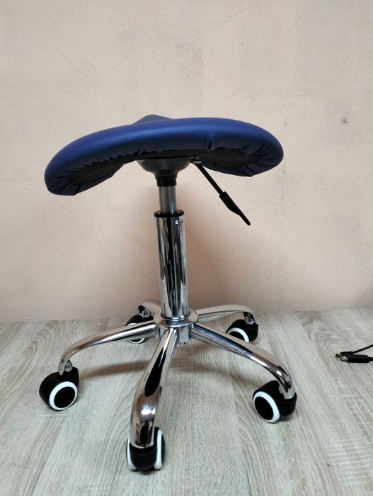 KKTONER Taboret siodłowy roboczy z regulacją wysokości niebieski