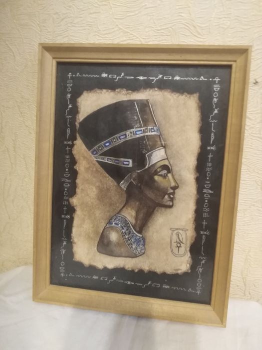 Картина "Погруддя давньоєгипецької цариці Нефертіті на папірусі