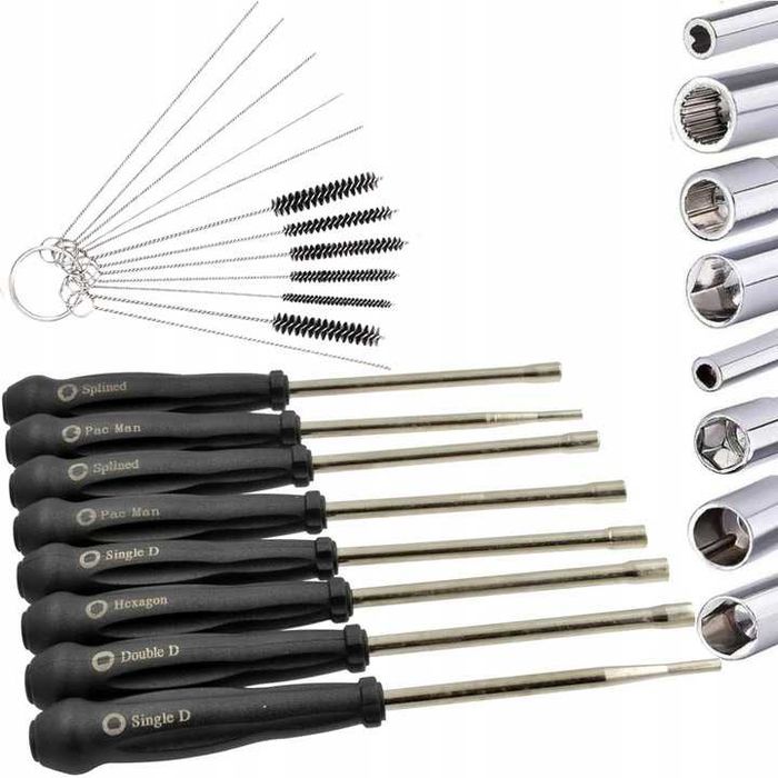 Klucze do regulacji gaźników 8szt + szczotki do czyszczenia dysz 1550