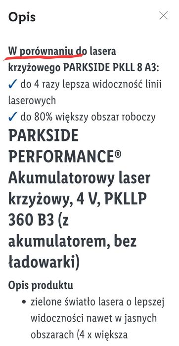 Laser krzyżowy Parkside Performance, komplet