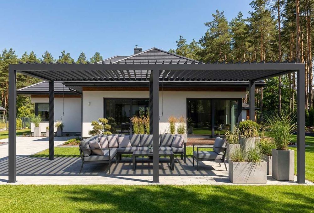Pergola ogrodowa 6×3 m Anthracite z regulowanymi lamelami | CORE+