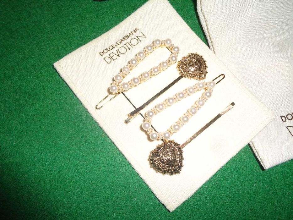 Luksusowe spinki wsuwki Dolce & Gabbana Devotion NOWE Zestaw 4 szt. z woreczkiem