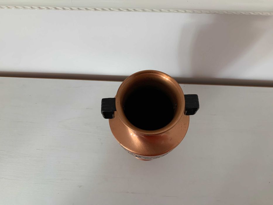 Dekoracyjny wazon z geometrycznym wzorem mosiądz 24cm