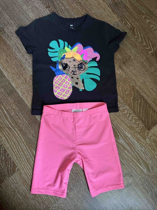 Костюм H&M  футболка+велосипедки на 3-4 роки (104)