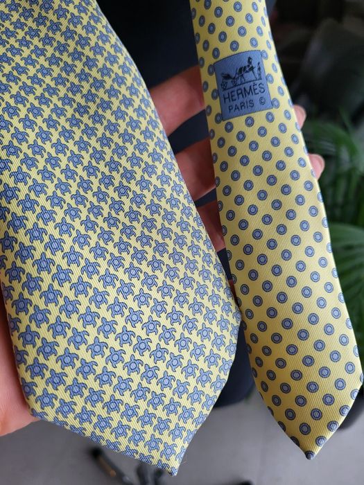 Hermés krawat jedwabny masełkowy