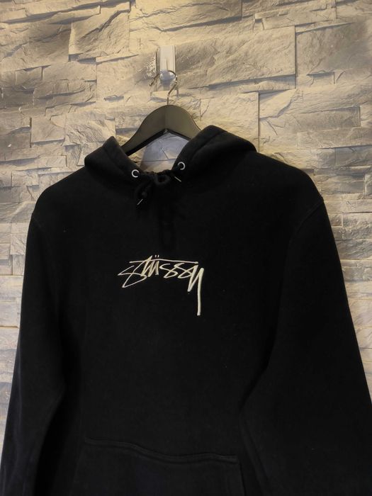 Bluza z Kapturem Stussy Hoodie Haft Logo Czarna Vintage