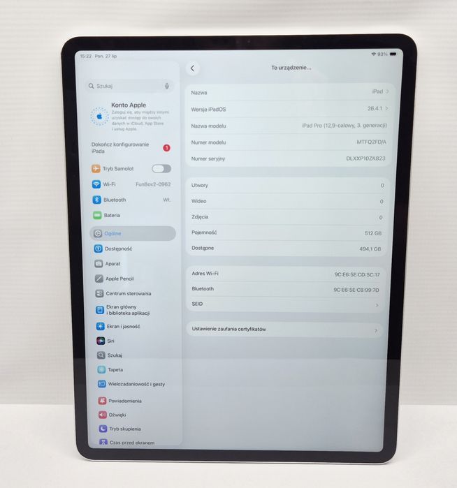 Apple ipad pro 12.9 (3 generacji) 512 gb, Komis Jasło Czackiego