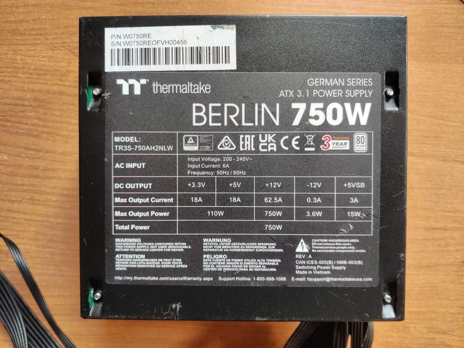 Thermaltake Berlin 750W ATX 3.1 / 12V-2x6 (на пломбе)