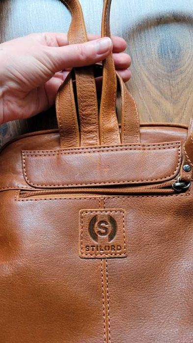 Brązowy skórzany plecak damski Stilord model: Calla - perełka