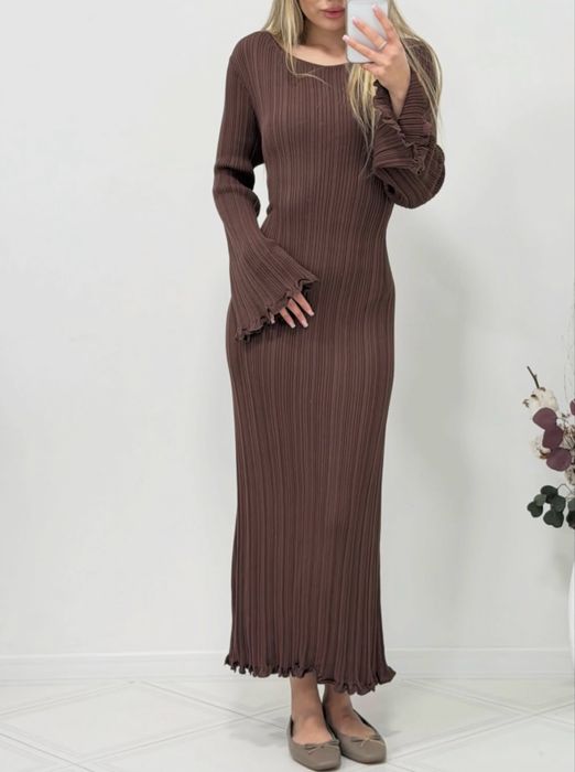 Шоколадна сукня максі в рубчик na-kd м/л