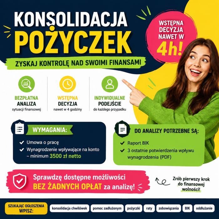 Spłata chwilówek zły BIK Konsolidacja zobowiązań komornik pożyczki kredyty gotówka