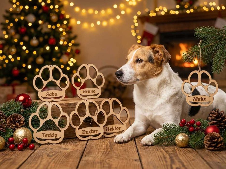 Sierściuchowe łapki, łapki na choinkę zawieszka z łapką kota lub psa
