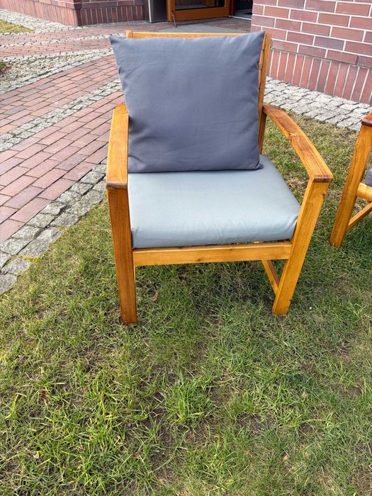 Zestaw wypoczynkowy do ogrodu, poduszki, drewno akacjowe