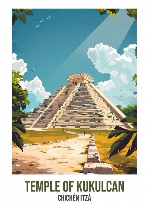Plakat 20,5x28,4cm Temple of Kukulcan, Chichn Itz