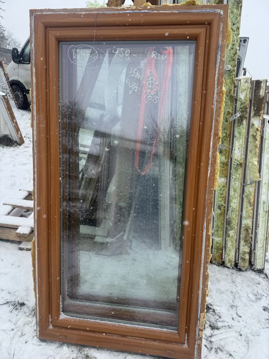3x okno plastikowe 86x163 Winchester/miodowy brąz rozwierno uchylne ru