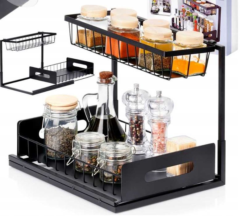 Półka KUCHENNA dwupoziomowa metalowa stojak organizer regał