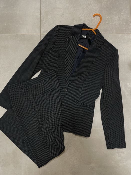 Garnitur damski Zara S 36 marynarka spodnie komplet żakiet granatowy