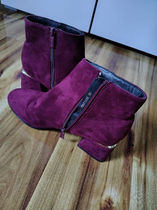 Buty,Botki, kozaki Jenny Fairy bordowe zamszowe rozmiar 38