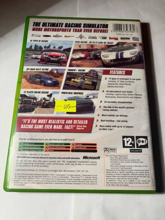 Gra TOCA RACE DRIVER 2 Microsoft Xbox + Gratis