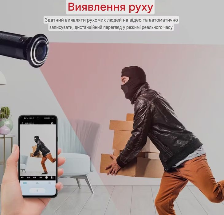Wifi  видеоглазок, відеокамера дверна 170°